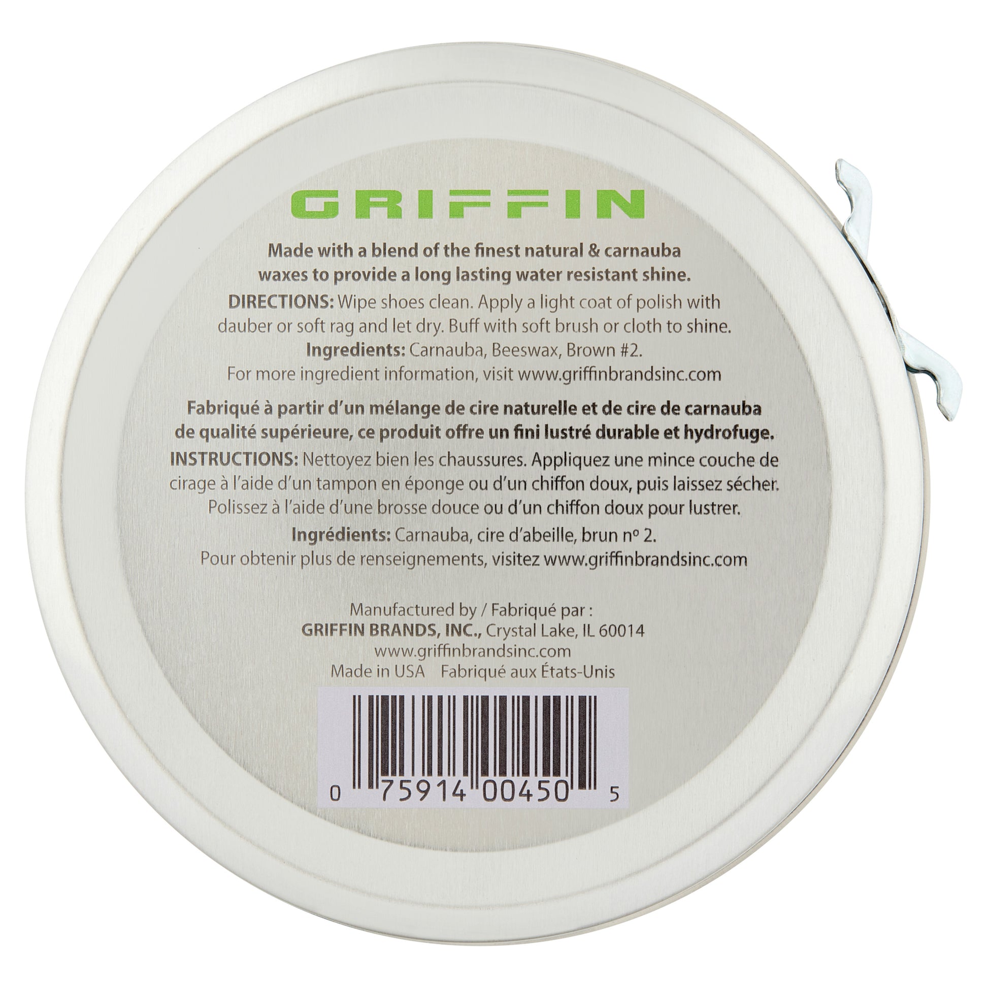 Griffin Shoe Polish 3 oz. Brown – High Shine Leather Care with Carnauba and Beeswax