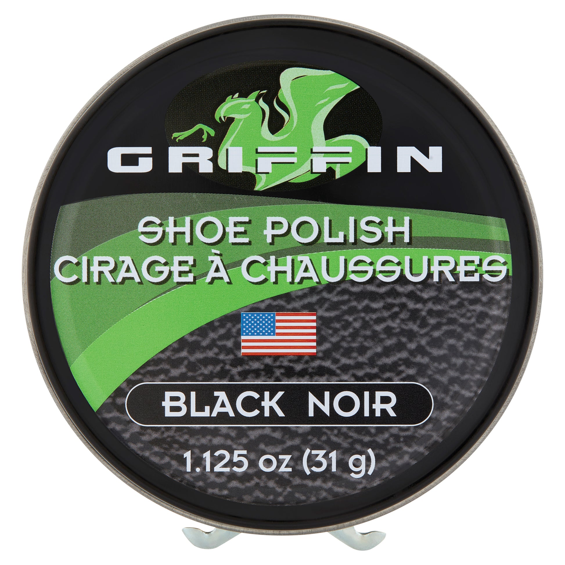 Griffin Shoe Polish 1.125 oz. – High-Quality Black Shoe Polish with Carnauba Wax and Beeswax