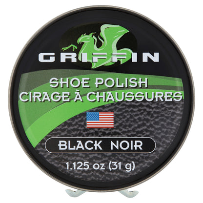 Griffin Shoe Polish 1.125 oz. – High-Quality Black Shoe Polish with Carnauba Wax and Beeswax