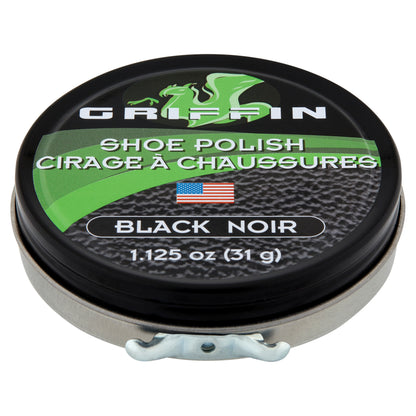 Griffin Shoe Polish 1.125 oz. – High-Quality Black Shoe Polish with Carnauba Wax and Beeswax