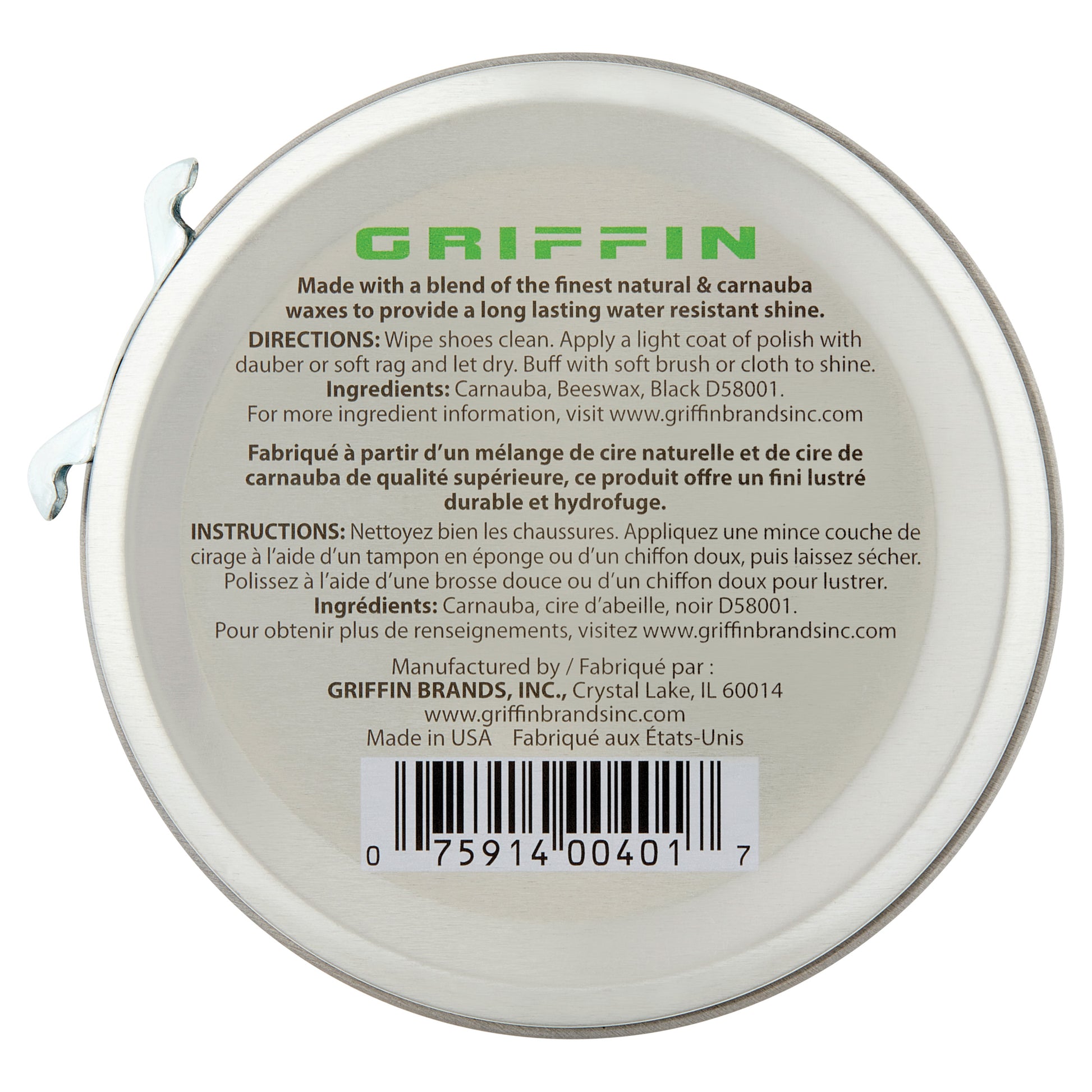 Griffin Shoe Polish 1.125 oz. – High-Quality Black Shoe Polish with Carnauba Wax and Beeswax