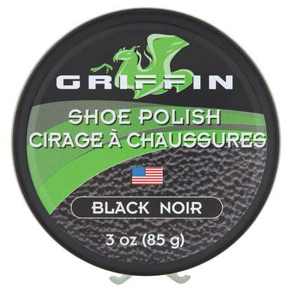 Griffin Shoe Polish 3 oz. Black - High Shine Leather Protector with Carnauba Wax and Beeswax