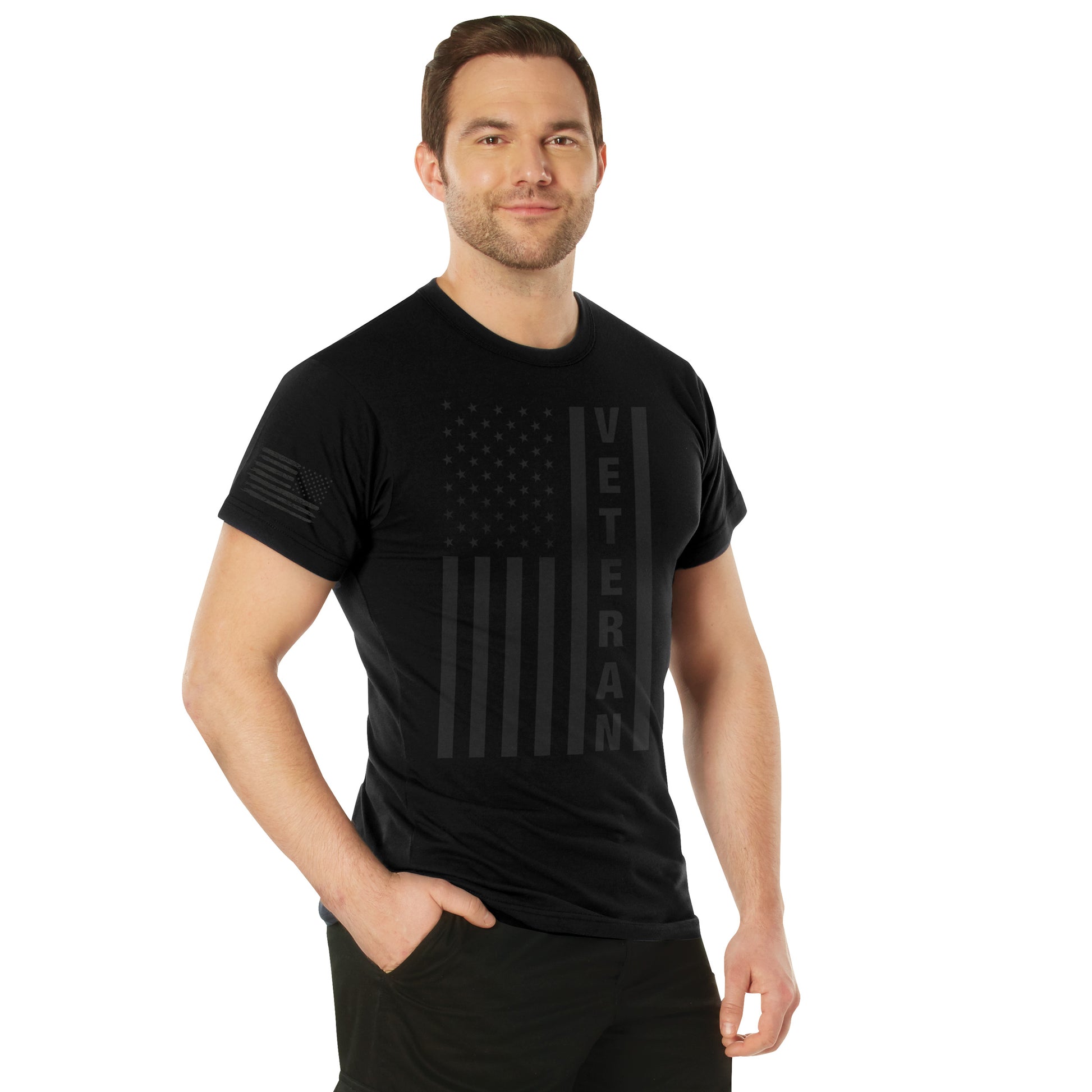 Rothco Veteran Flag T-Shirt Black Size XL – Patriotic American Flag Graphic Tee
