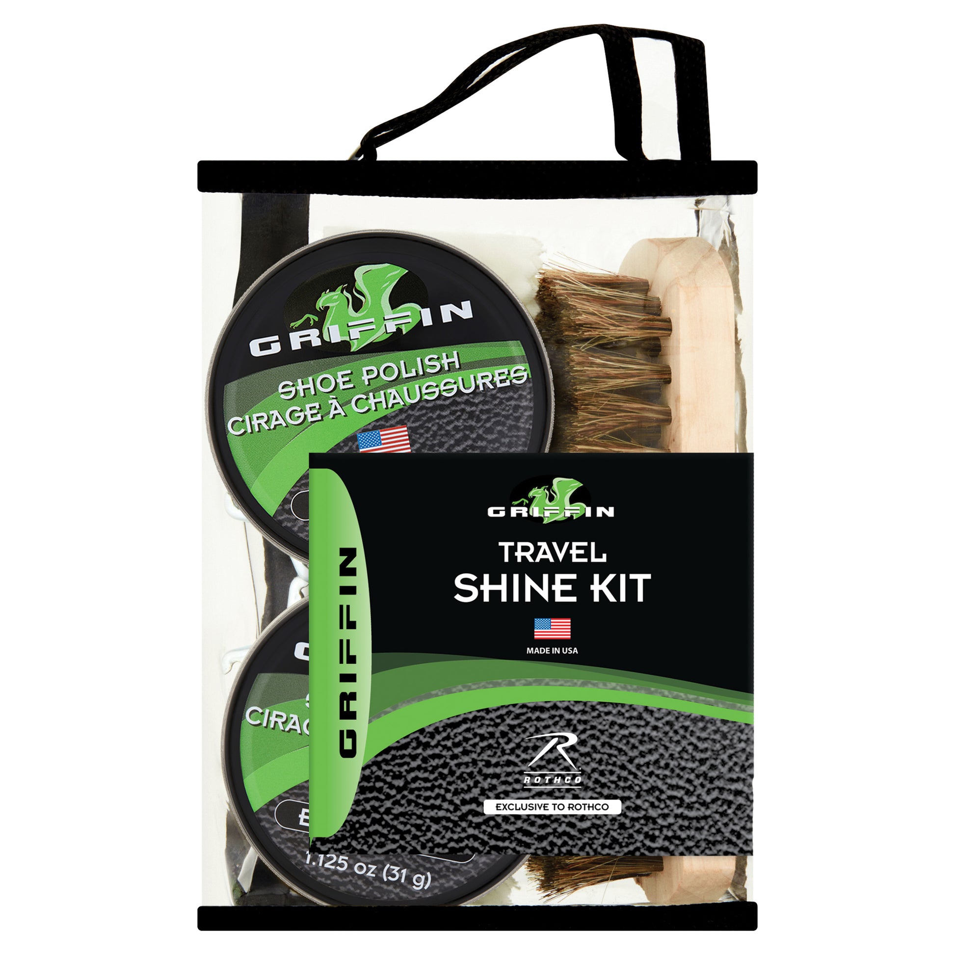 Griffin Travel Shoe Shine Kit Black – All-in-One Leather Care for Uniformed Professionals