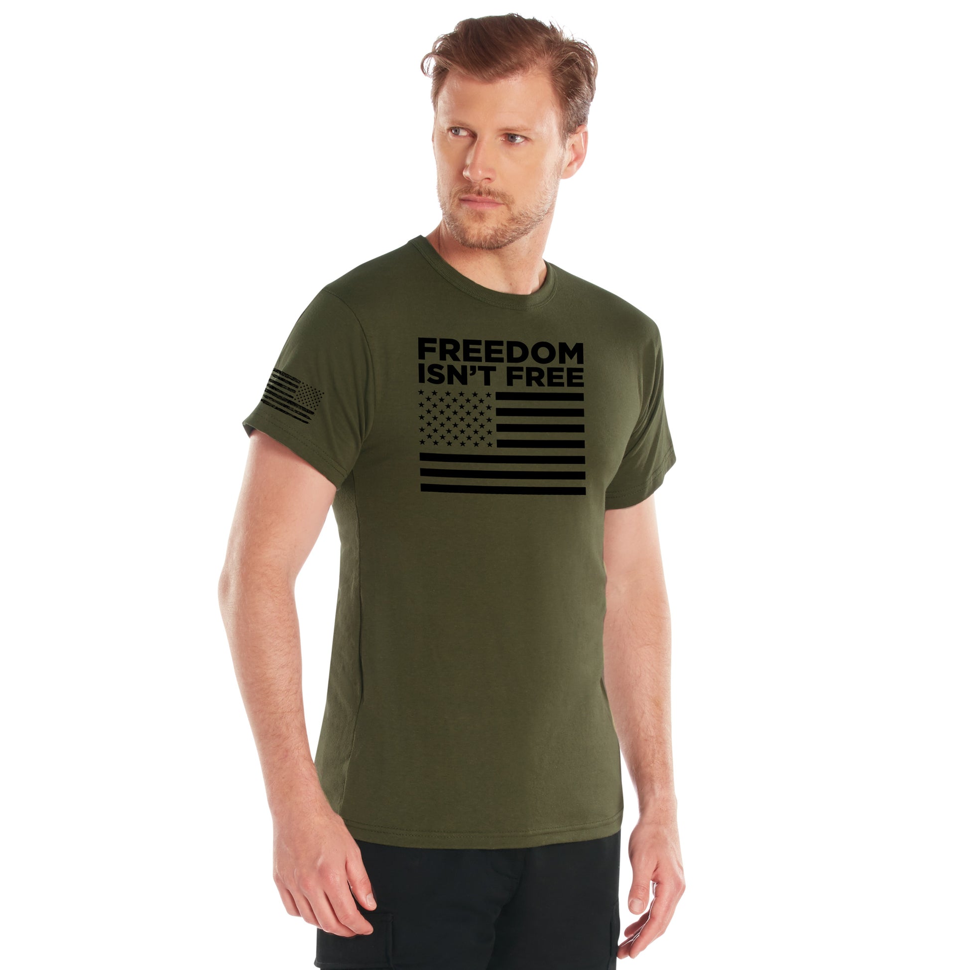 Rothco Freedom Isn't Free Flag T-Shirt Olive Drab Size Medium