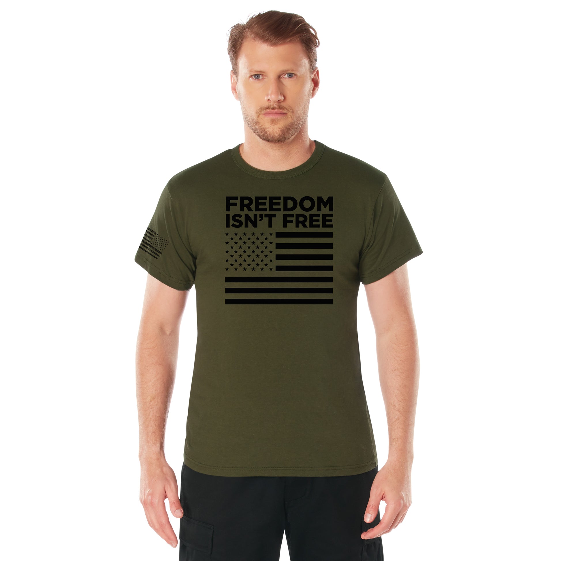 Rothco Freedom Isn't Free Flag T-Shirt Olive Drab Size Small