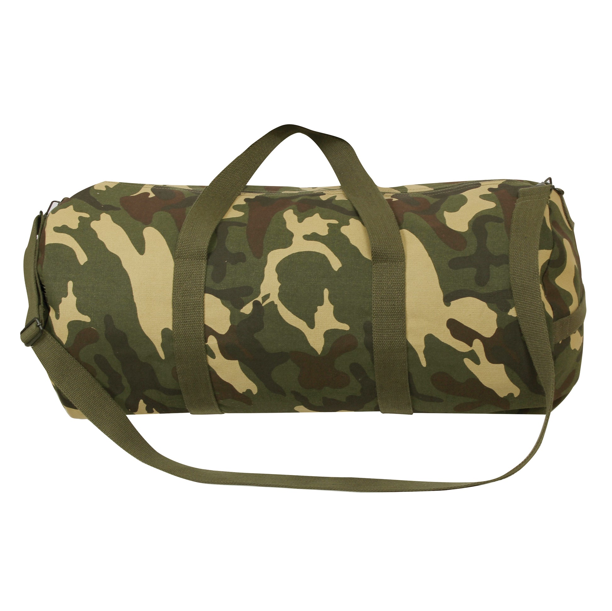 Rothco Canvas Shoulder Duffle Bag in Woodland Camo – 24 Inch Size