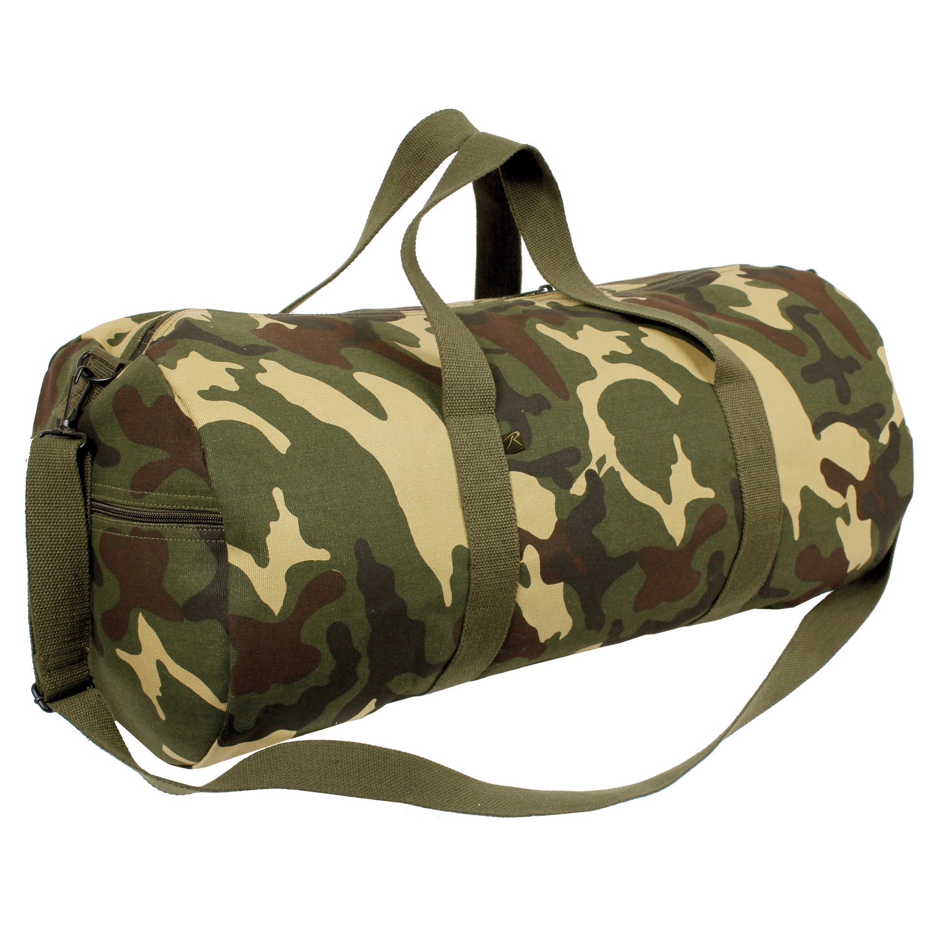Rothco Canvas Shoulder Duffle Bag Woodland Camo - 19 Inch Military Style Travel & Gym Bag