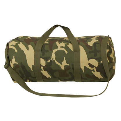 Rothco Canvas Shoulder Duffle Bag Woodland Camo - 19 Inch Military Style Travel & Gym Bag