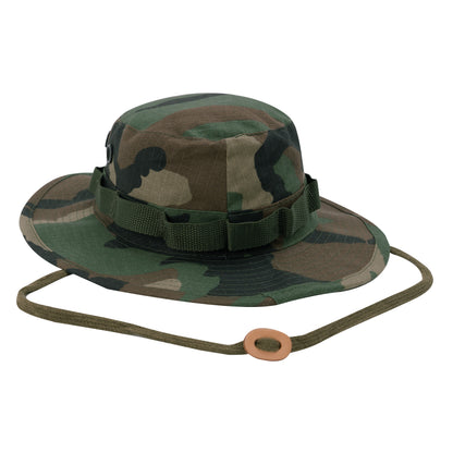Rothco 100% Cotton Rip-Stop Boonie Hat Woodland Camo - Adjustable Headwear for Outdoor Adventures
