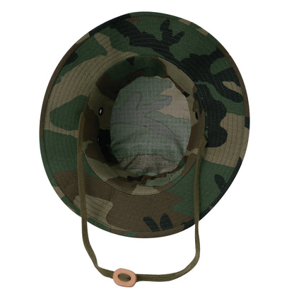 Rothco 100% Cotton Rip-Stop Boonie Hat Woodland Camo - Adjustable Headwear for Outdoor Adventures