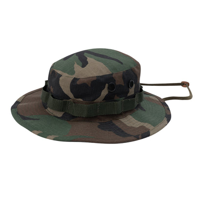 Rothco 100% Cotton Rip-Stop Boonie Hat with Woodland Camo Pattern, Size 7 3/4