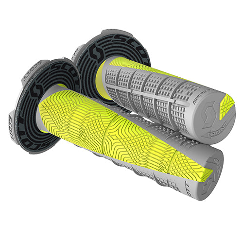 SCOTT Duece Grey and Neon Yellow Bicycle Handlebar Tape with Donuts