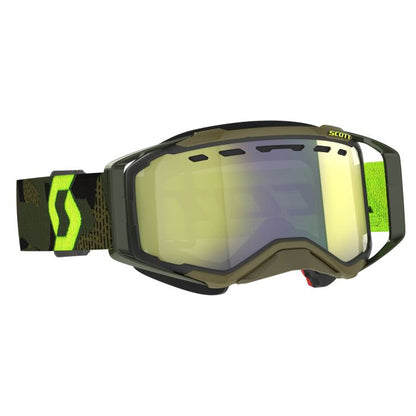 SCOTT Prospect SnowX Kaki Green, Neon Yellow, and Chrome Snow Goggles – Part Number 272846-7701335