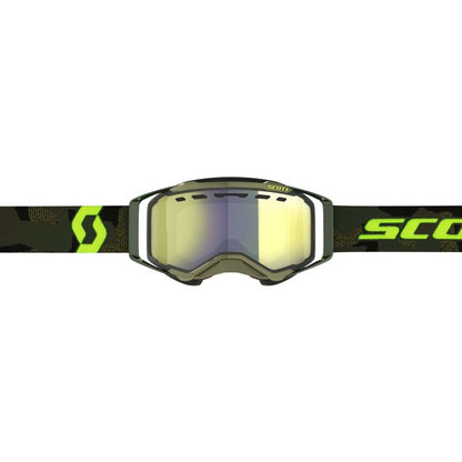 SCOTT Prospect SnowX Kaki Green, Neon Yellow, and Chrome Snow Goggles – Part Number 272846-7701335