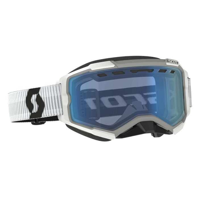 Scott Fury Snow Cross White Blue Tint Goggles - Part Number 278605-0002107