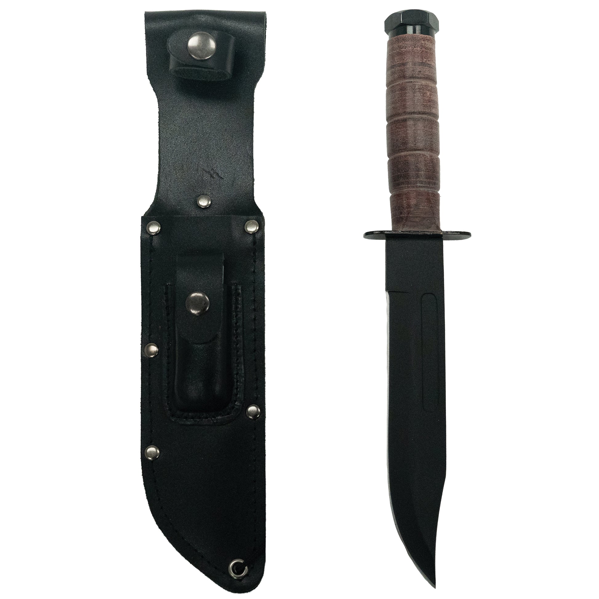 Rothco Military Fighting Utility Knife with Leather Handle - Part Number 3261