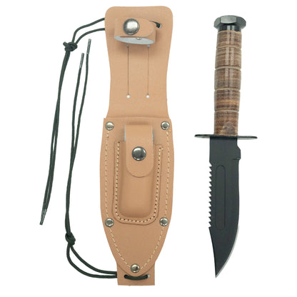 Rothco GI Style Pilot's Survival Knife with Leather Sheath and Sharpening Stone