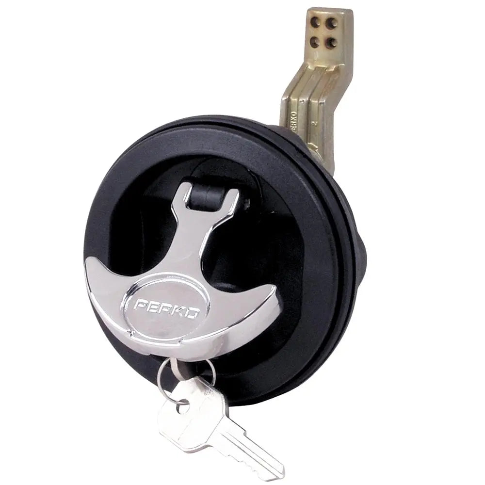 Perko Surface Mount & Latch with Chrome Handle and Offset Cam Bar – Black Body, Part #1091DP1BLK