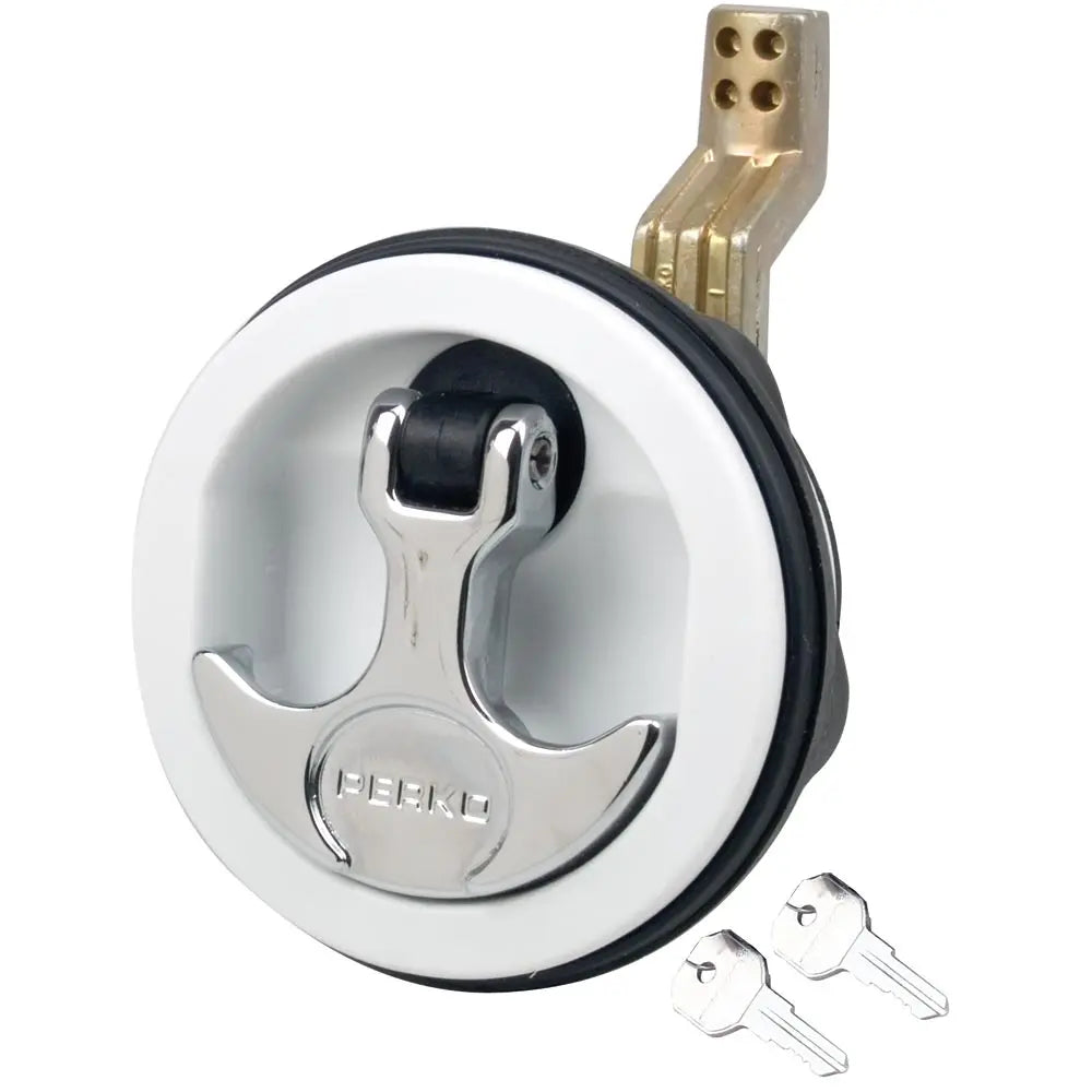 Perko Surface Mount & Latch with Chrome Handle, White Body, Part Number 1091DP1WHT