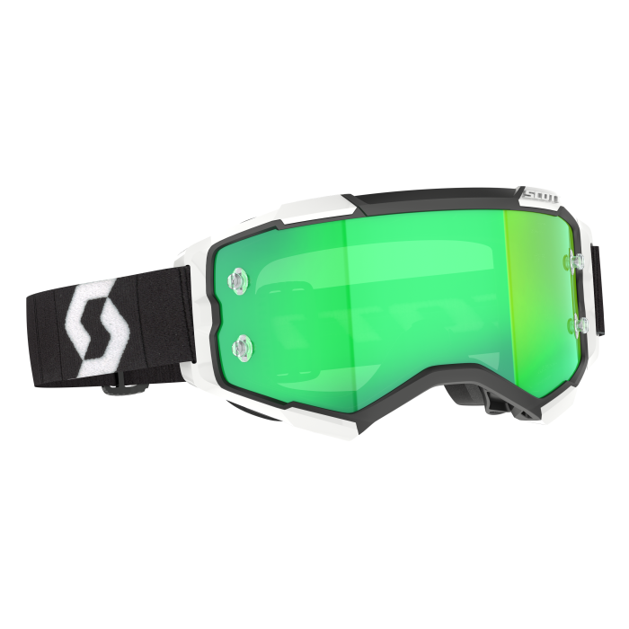 Scott Fury Black/White-Green Chrome Works Goggles - Model 2728281007279