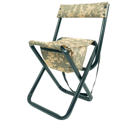 Rothco Deluxe Folding Stool with Pouch in ACU Digital Camo – Portable Camping and Outdoor Seat