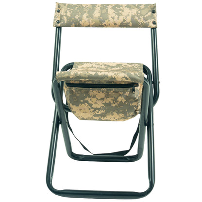 Rothco Deluxe Folding Stool with Pouch in ACU Digital Camo – Portable Camping and Outdoor Seat