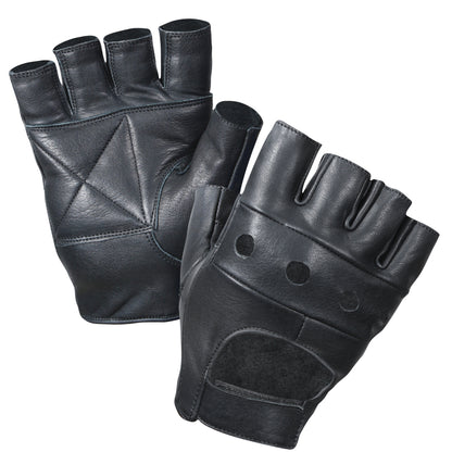 Rothco Fingerless Biker Gloves Size M - Genuine Leather Motorcycle Gloves with Breathable Knuckle Vents and Adjustable Wrist Strap