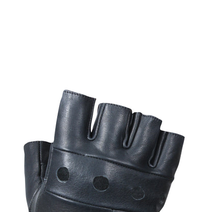 Rothco Fingerless Biker Gloves Size M - Genuine Leather Motorcycle Gloves with Breathable Knuckle Vents and Adjustable Wrist Strap