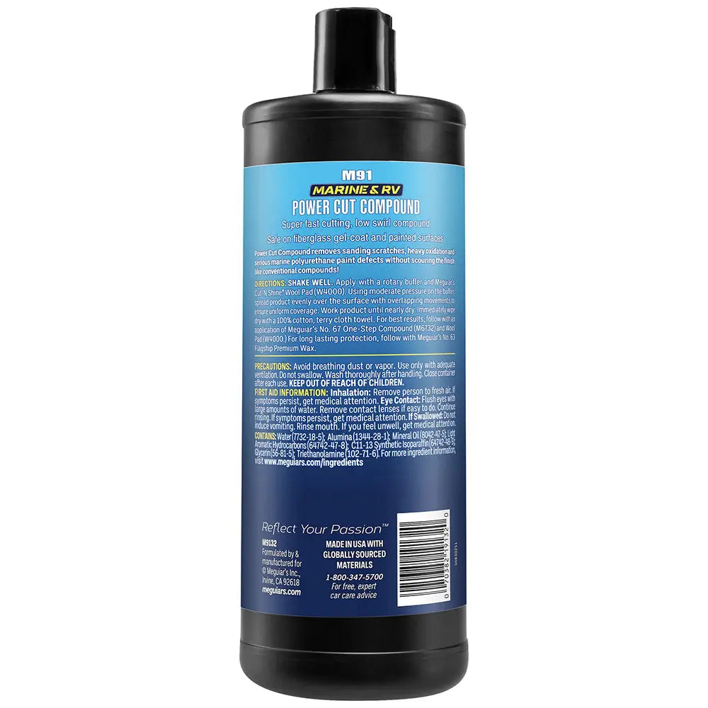 Meguiar's #91 Marine/RV Pro Grade Power Cut Compound - 32oz for Gel Coat & Fiberglass Surfaces
