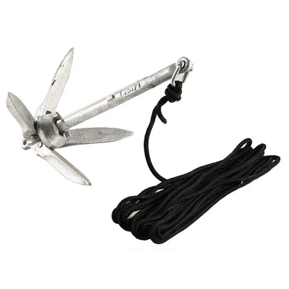 Attwood Marine Kayak Grapnel Anchor Kit with 3 lb. Silver Anchor and 20 ft. Rope