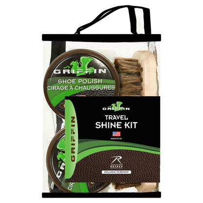 Griffin Travel Shoe Shine Kit Brown – Compact Leather Care for Uniformed Professionals