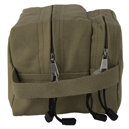 Rothco Canvas Dual Compartment Travel Kit Olive Drab - Durable Waterproof Toiletry Bag