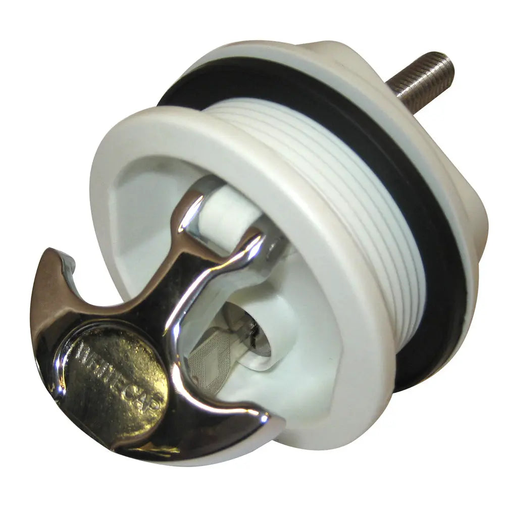 Whitecap S-0226WC T-Handle Latch - Chrome Plated Zamac and White Nylon, Locking for Freshwater Boats