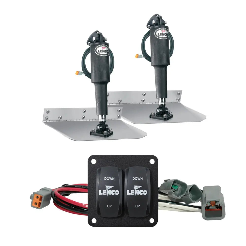 Lenco Marine 15103-104 12-Inch x 12-Inch Standard Trim Tab Kit with Double Rocker Switch - 12V