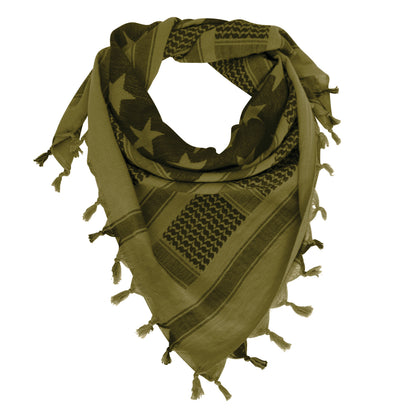 Rothco Stars and Stripes US Flag Shemagh Tactical Desert Keffiyeh Scarf in Olive Drab