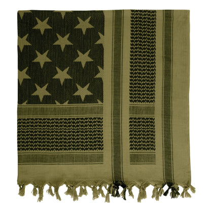 Rothco Stars and Stripes US Flag Shemagh Tactical Desert Keffiyeh Scarf in Olive Drab