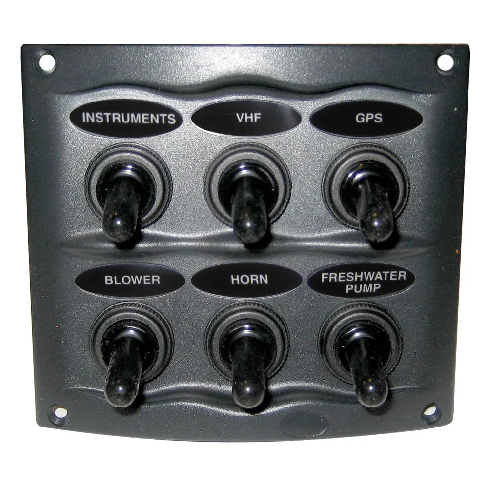 BEP Marine Waterproof Panel with 6 Switches - Grey (Part Number 900-6WP)