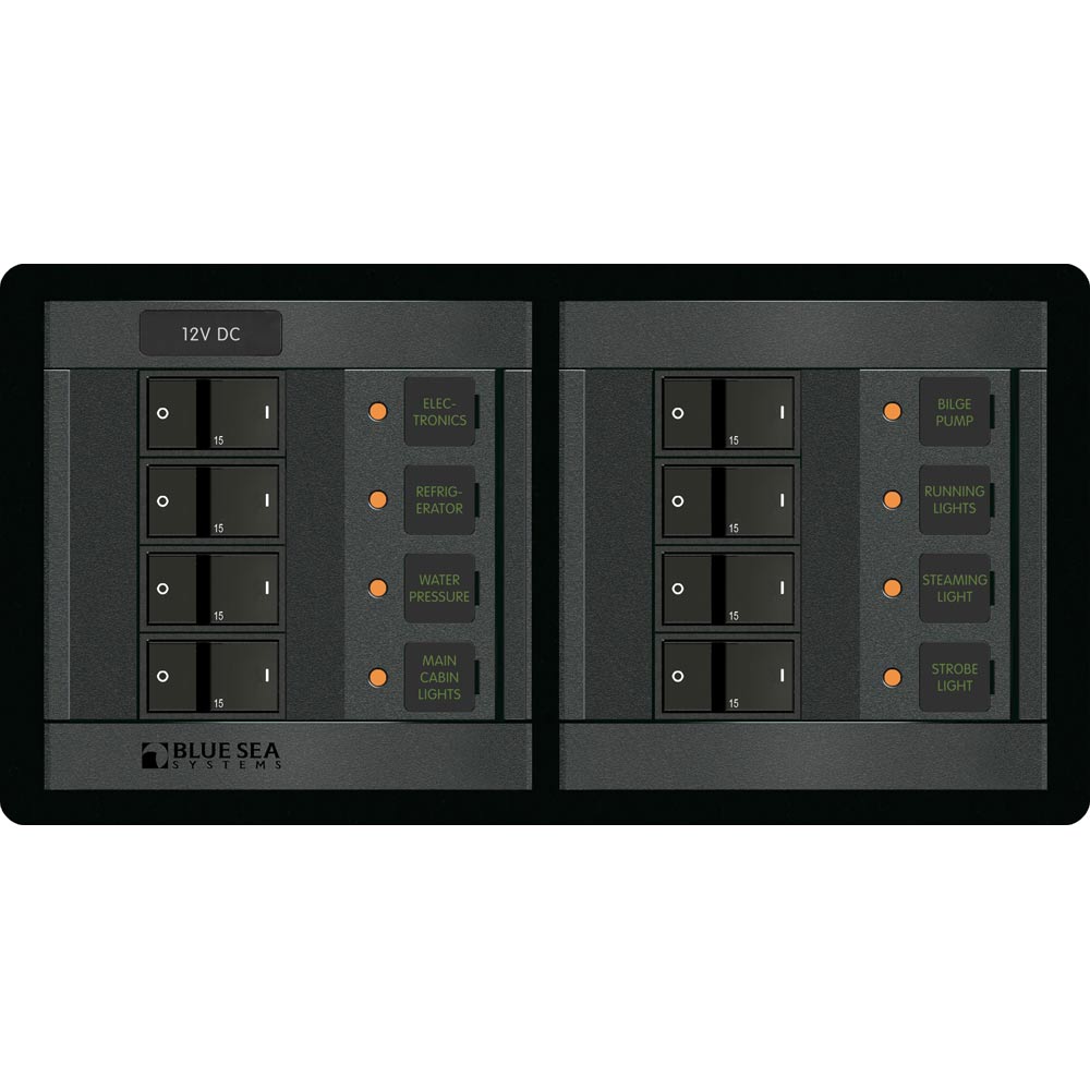Blue Sea Systems 1225 12V DC 8-Position Horizontal Power Distribution Panel