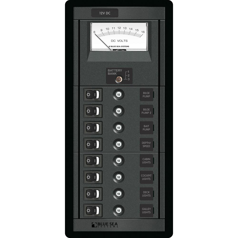 Blue Sea Systems 1463 8-Position Switch with Voltage Meter and Circuit Breakers