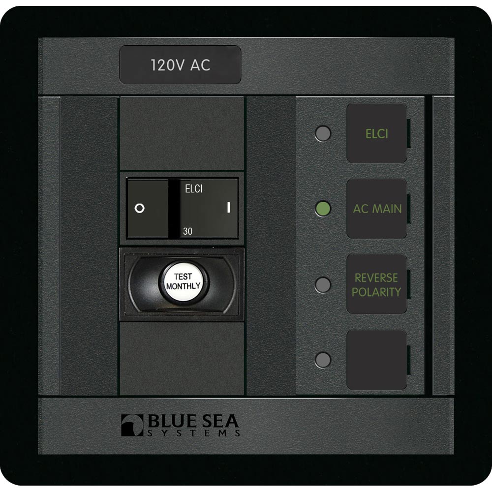 Blue Sea Systems 1502 ELCI Main 30A Double Pole Panel for Marine Shore Power Protection