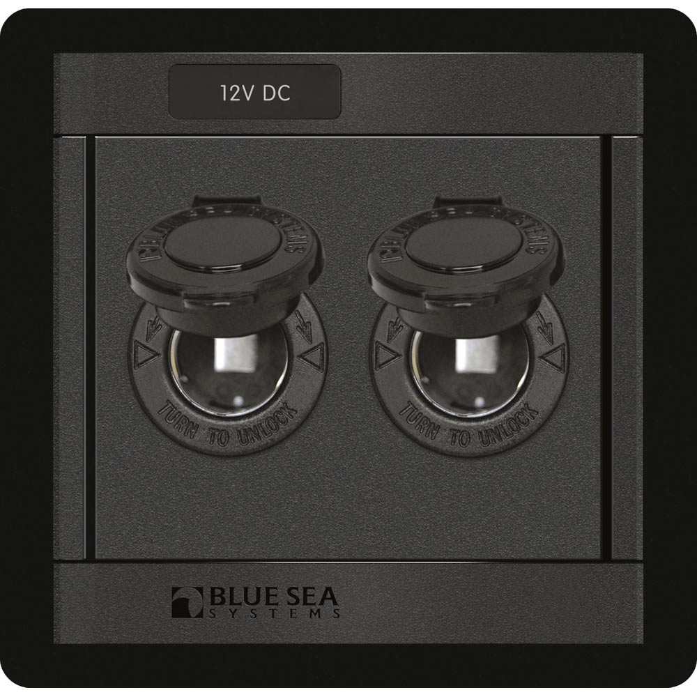 Blue Sea Systems 1472 DC 12V Socket Panel with 2 Outlets