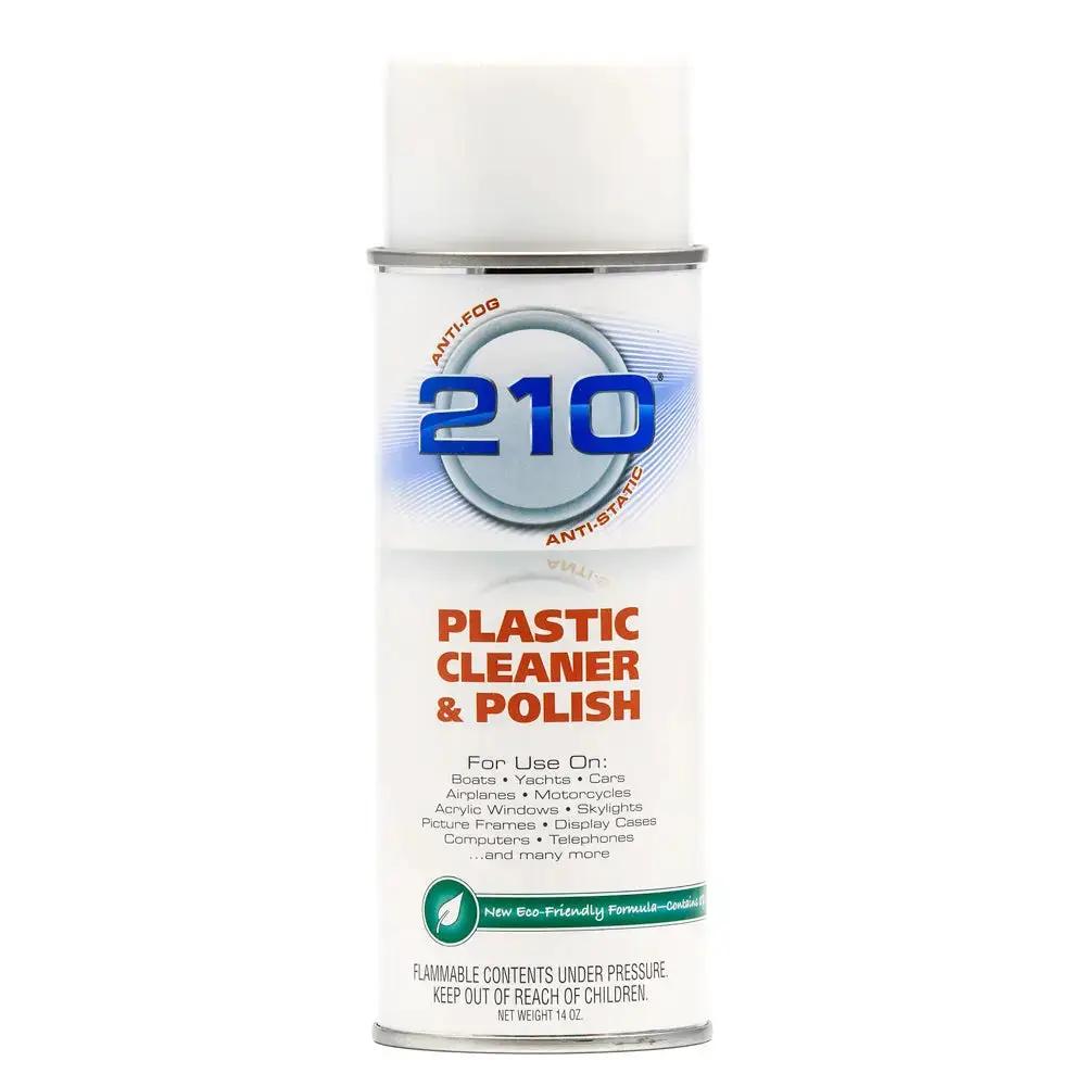 Camco 210 Plastic Cleaner and Polish Spray - 14 oz for Isinglass, Plexiglas, and Vinyl by Camco