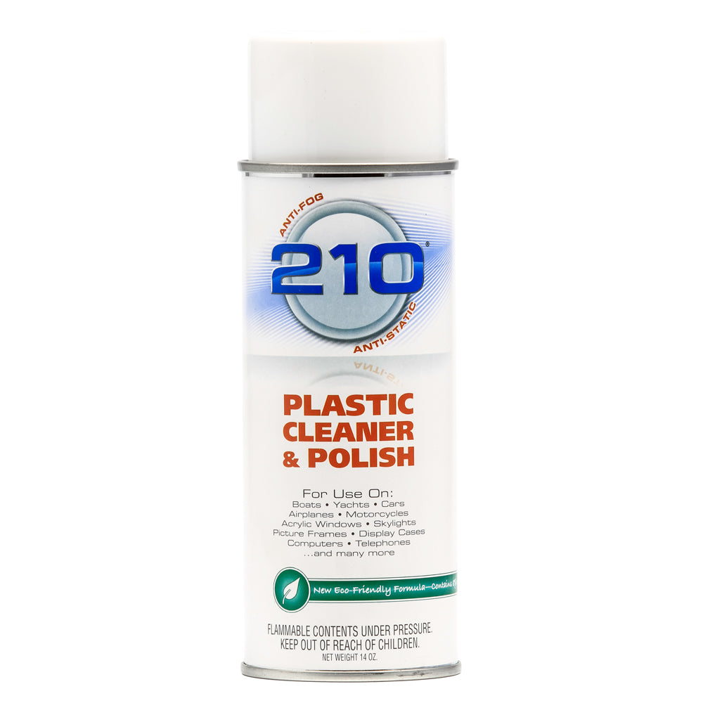 Camco 210 Plastic Cleaner and Polish Spray - 14 oz for Isinglass, Plexiglas, and Vinyl