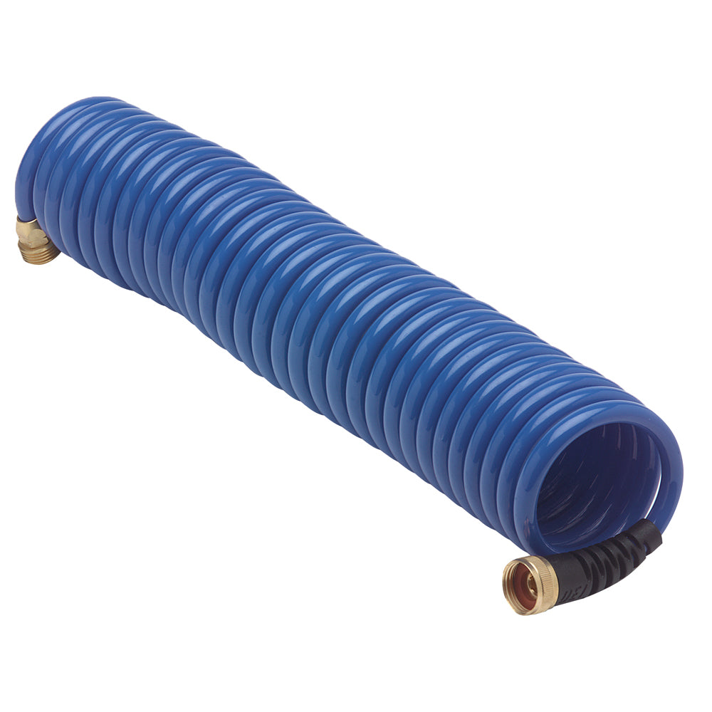 HoseCoil 25' Blue Hose with Flex Relief - Self Coiling Garden Hose