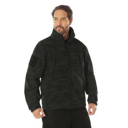 Rothco Special Ops Soft Shell Jacket Midnight Black Camo Size S – Waterproof Tactical Outerwear