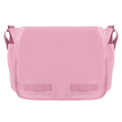 Rothco Classic Canvas Messenger Bag in Pink with Adjustable Strap and Multiple Pockets