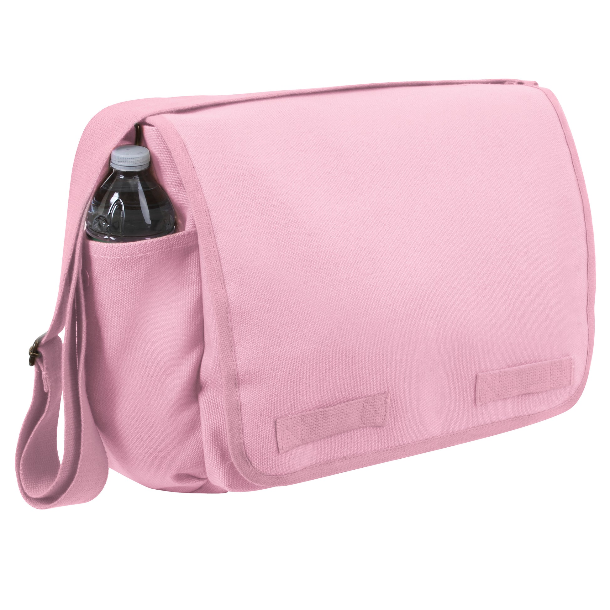 Rothco Classic Canvas Messenger Bag in Pink with Adjustable Strap and Multiple Pockets