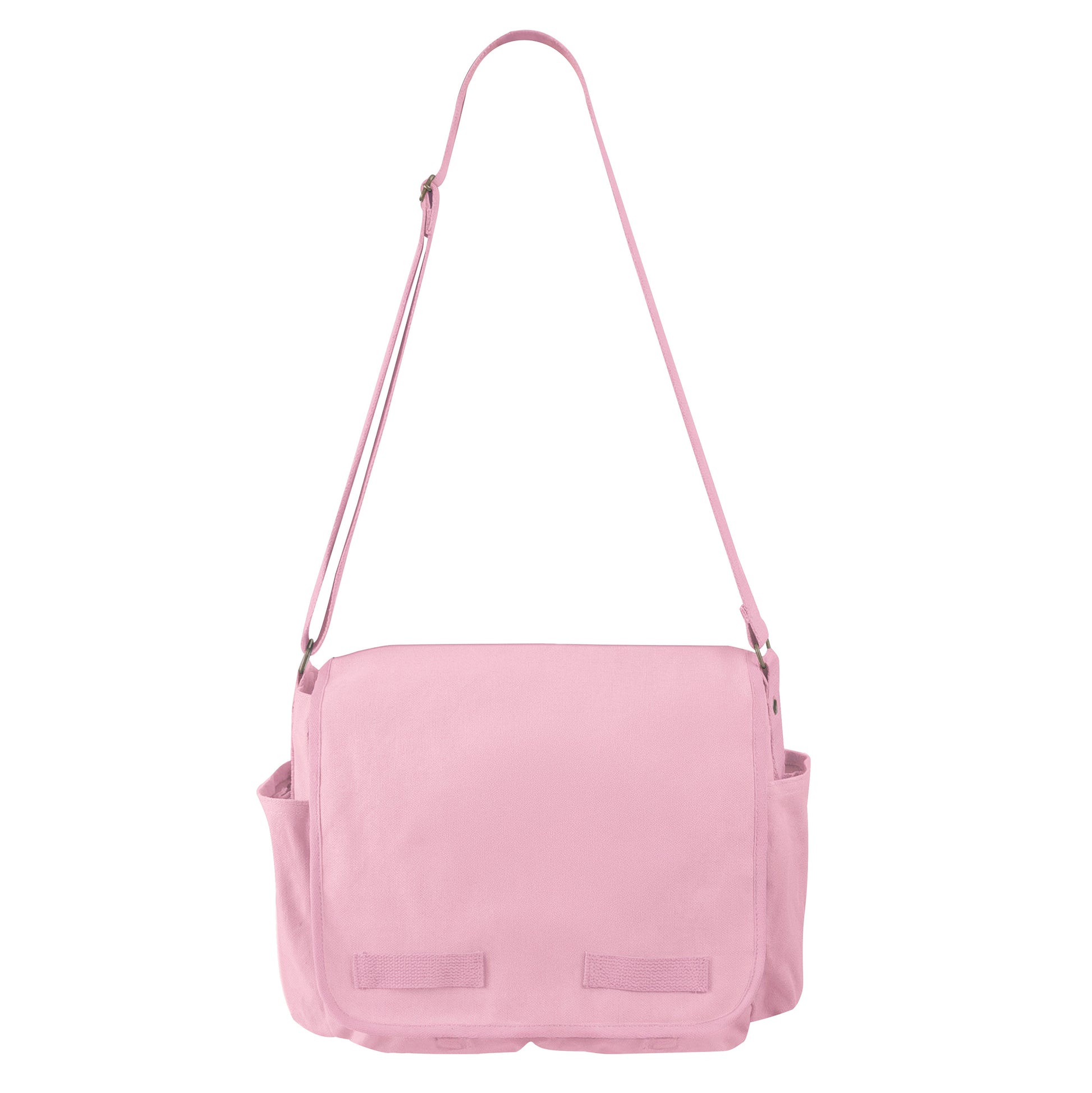 Rothco Classic Canvas Messenger Bag in Pink with Adjustable Strap and Multiple Pockets
