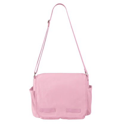 Rothco Classic Canvas Messenger Bag in Pink with Adjustable Strap and Multiple Pockets